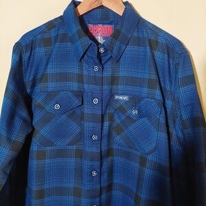 DIXXON DARK STORMY flannel rich navy and black plaid. Size 2X